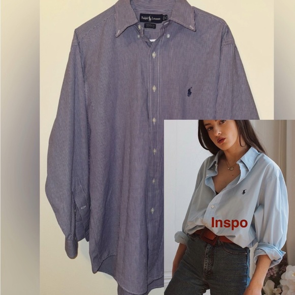 Ralph Lauren Other - 100% Cotton Ralph Lauren Navy Checkered Button Down Shirt